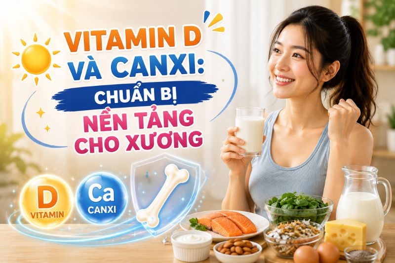 vitamin D và canxi là nền tảng cho xương